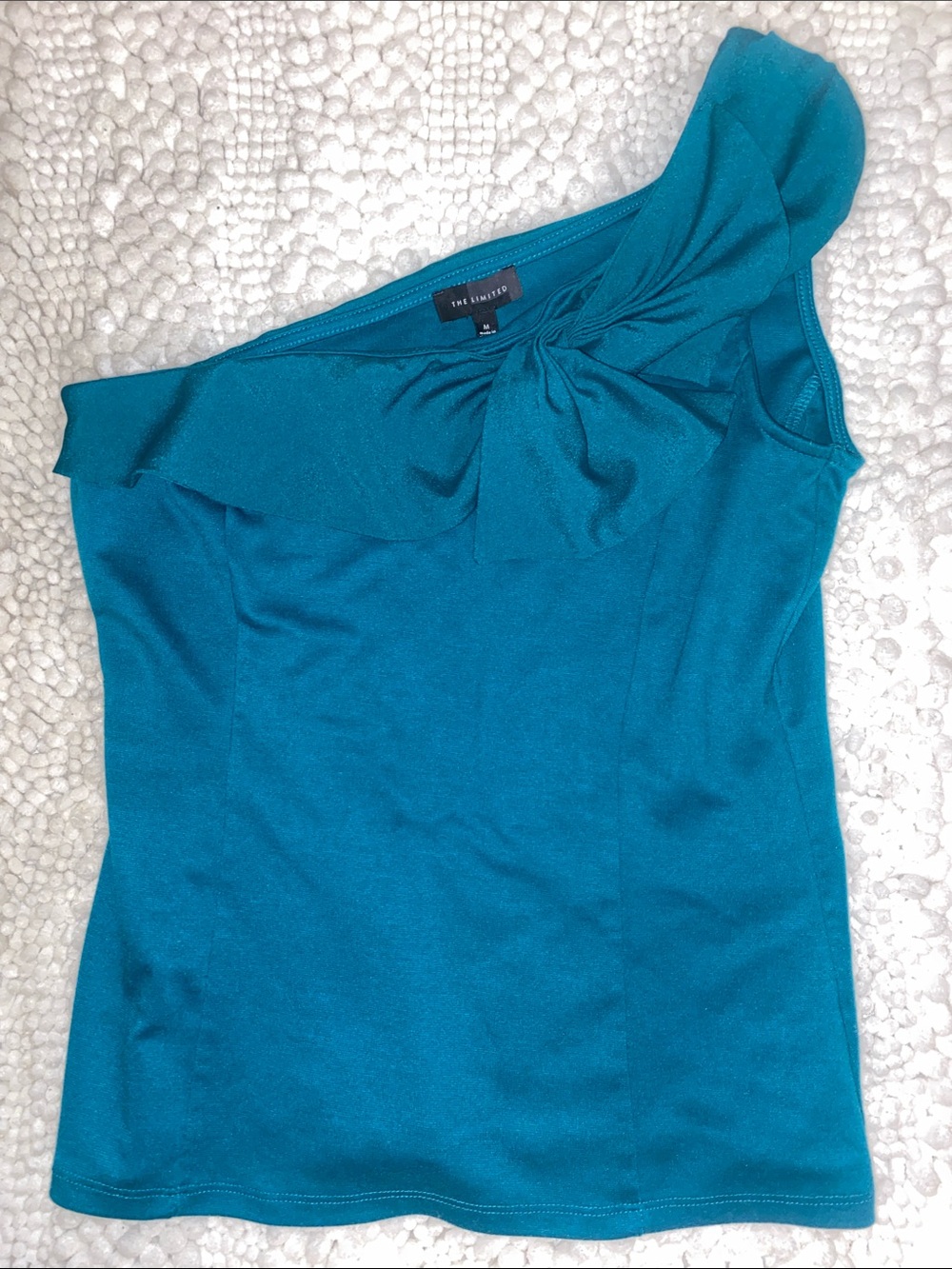 The Limited Teal One-Shoulder Bow Accent top Medium
